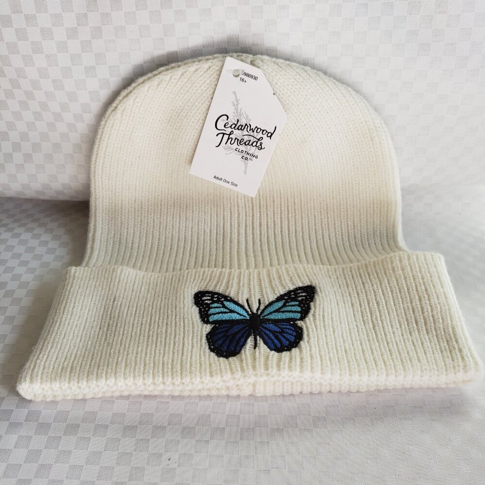 Knit Hat with butterfly embroidered - NWT - Picture 3 of 4